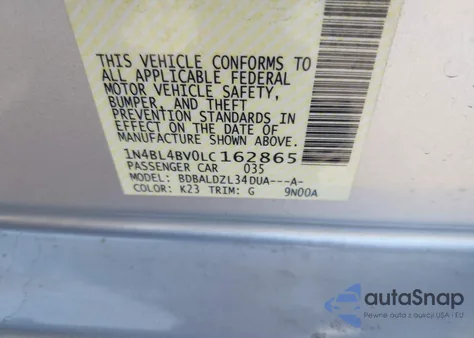 2020 Nissan Altima S Fwd z USA, uszkodzony, nr VIN 1N4BL4BV0LC162865